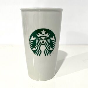 STARBUCKS | White GREEN Ceramic Tumbler MERMAID LOGO 6" TALL